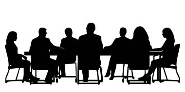 Masada oturan iş adamlarının silueti.