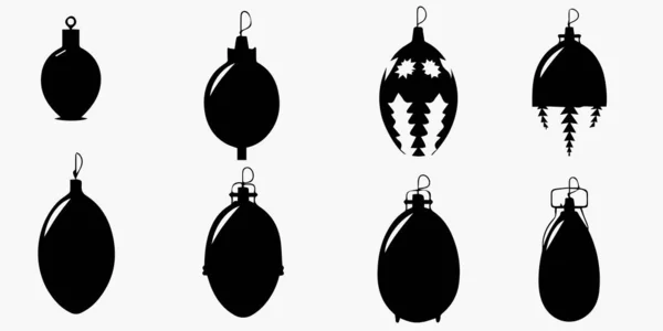 Set Black Christmas Tree Balls Vector — Stock Vector