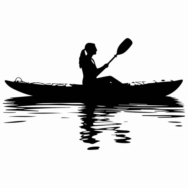 Mann Kanu Auf Dem See — Stockvektor