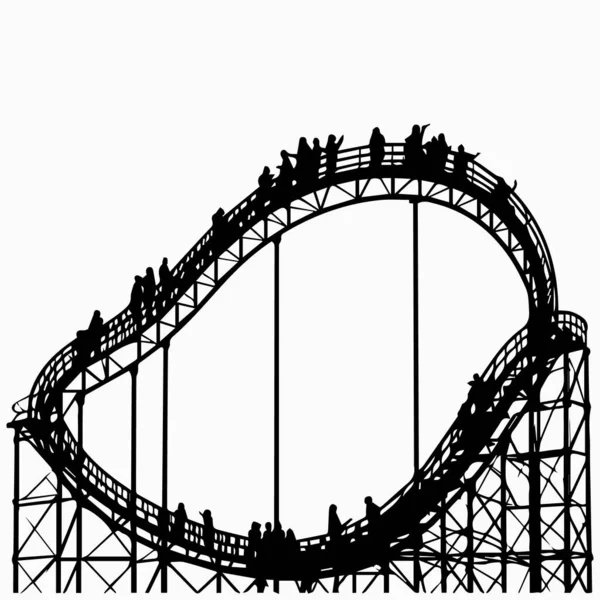 Amusement Roller Coaster Vector Illustration — Stock Vector