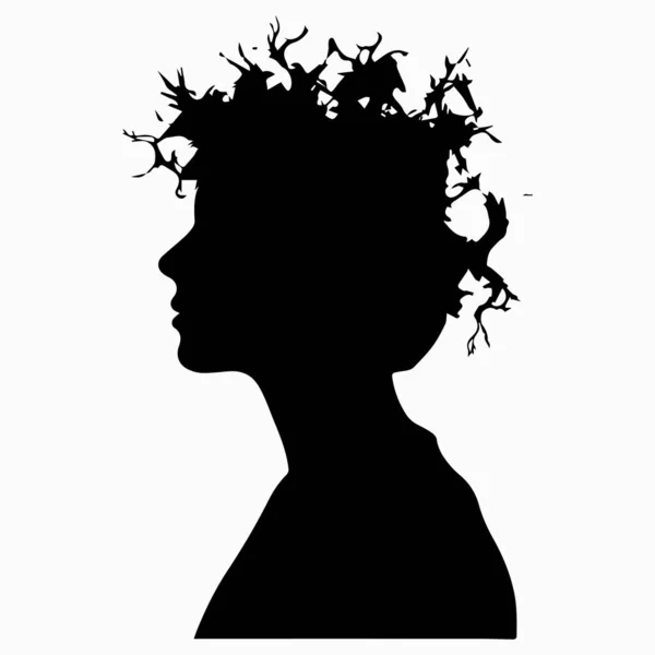 Silueta Una Mujer Con Una Corona — Archivo Imágenes Vectoriales