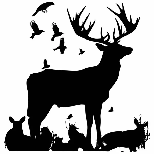 Wild Deer Antlers Vector Illustration — Stock Vector