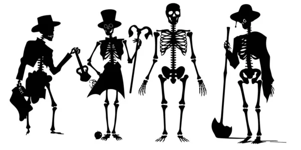 Conjunto Con Siluetas Personajes Halloween Ilustración Vectorial — Vector de stock