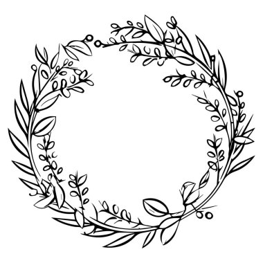 Dalları ve yaprakları olan dekoratif çerçeve