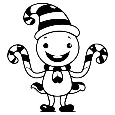 Noel Ren Geyiği Karikatür Vektör Çizimi