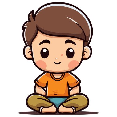 sevimli küçük çocuk karakter vektör çizim tasarımı