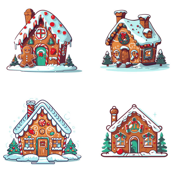 christmas houses set vector
