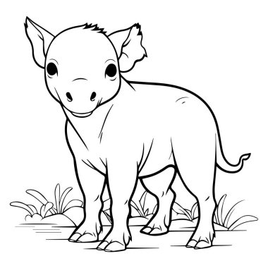 Beyaz arka planda izole edilmiş bebek gergedanın vektör çizimi