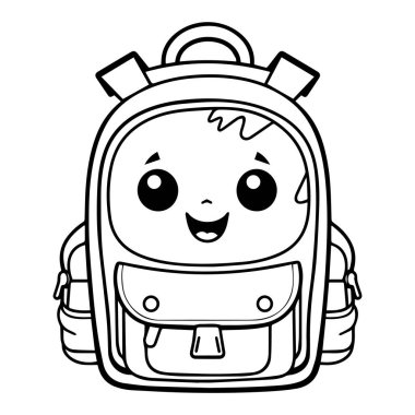 kawaii mutlu okul sırt çantalı vektör çizimi