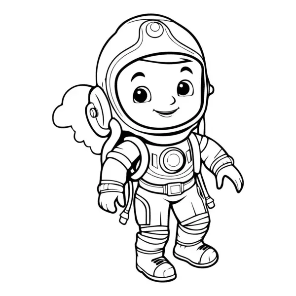 Roketli şirin bebek astronot. renklendirme sayfası.