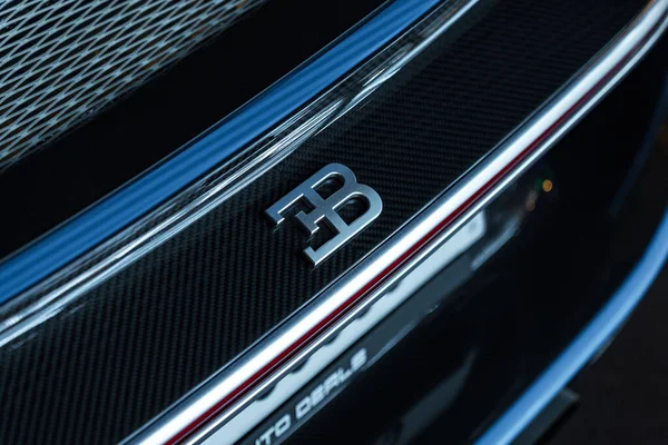 Stock image Bugatti emblem at the night