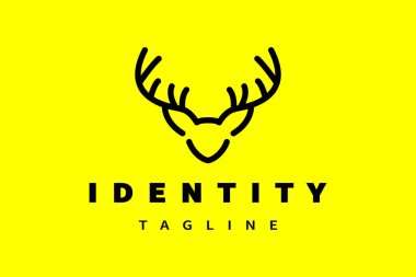 simple deer head silhouette logo with bold outline for modern brand identity clipart