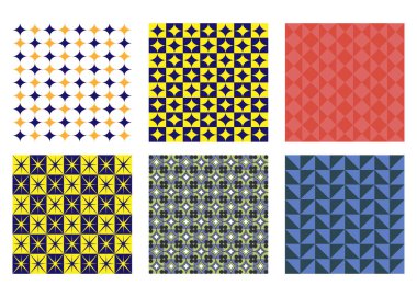 geometrik ve renkli tasarımlar içeren modern soyut desen seti