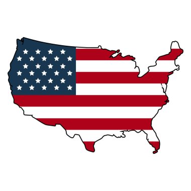ABD haritasında bağımsızlık ve ulusal gurur tasarımı için Amerikan bayrağı renkleri