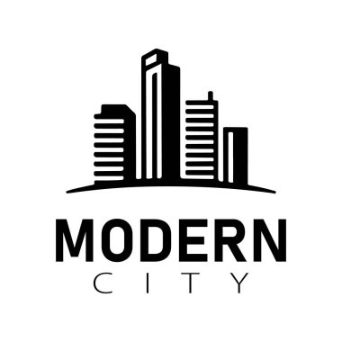 modern şehir silueti logosu siyah gökdelen siluet vektörü