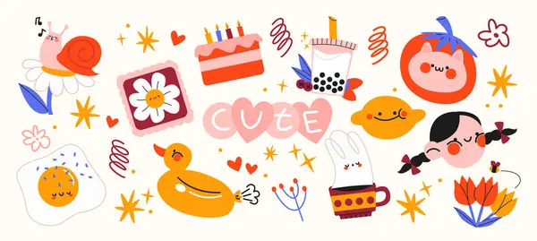 Beyaz arkaplanı olan bir grup çizgi film karakteri.