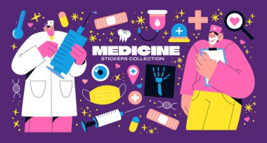 Çıkartma koleksiyonunun vektör çizimi 