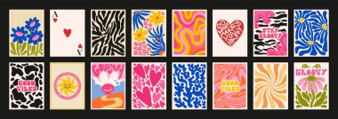 Çağdaş el çizimi harika posterler. Baskı ve kapak için modaya uygun sanat duvarı dekorasyonu. 