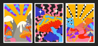 Moda posterleri vektör illüstrasyonu