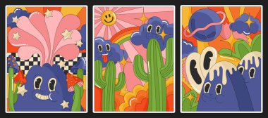 Moda posterleri vektör illüstrasyonu