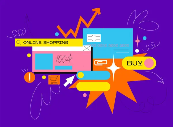 Online alışveriş konseptinin düz tasarımı. vektör tasarımı