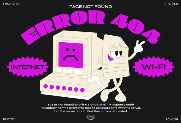 Computer Wifi Error 404 — Stock Vector