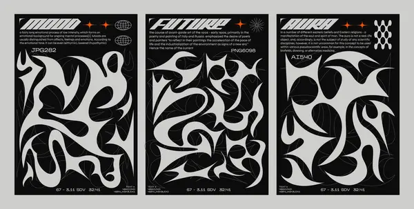 Y2K Poster Retro Futuristischen Stil Tribal Stilelemente Für Das Design — Stockvektor