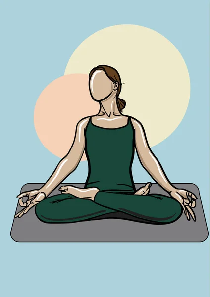 Donna Seduta Posa Yoga Tappetino Yoga Illustrazione Stampa Riviste Femminili — Foto Stock
