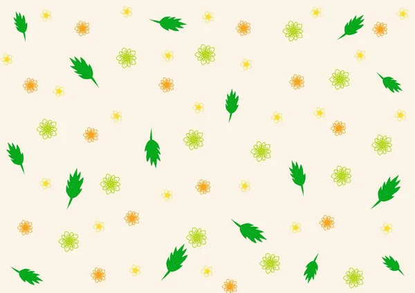 Bezešvé Vzor Malými Květinami Zelené Listy Smetanovém Pozadí — Stock fotografie