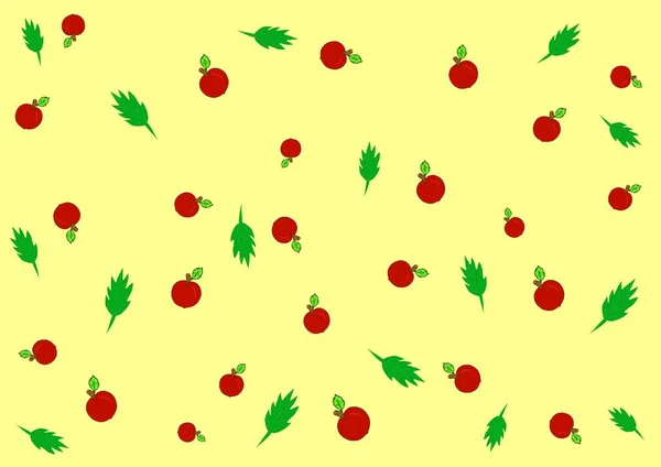 Motif Sans Couture Pommes Rouges Avec Des Feuilles Vertes Sur — Photo