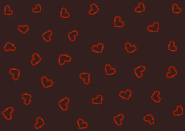 Seamless Pattern Red Small Hearts Dark Background — Stock Photo, Image