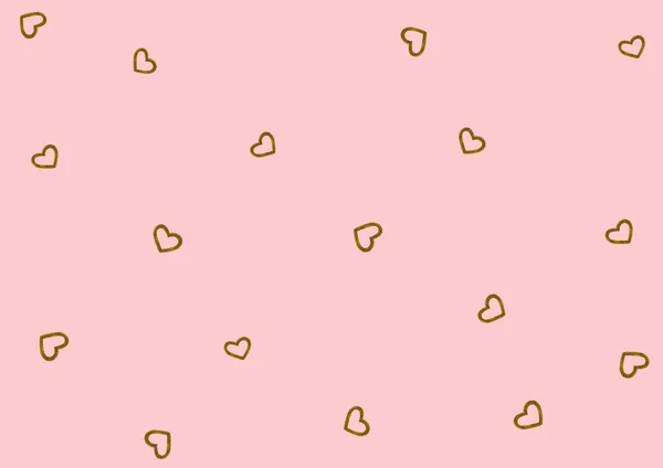 ピンクの背景に金色のハートを持つシームレスなパターン — ストック写真