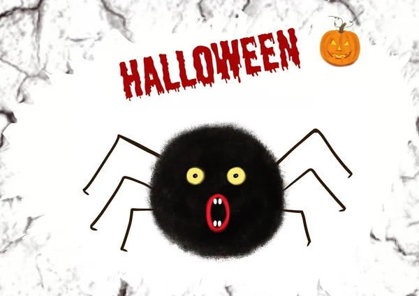 Grote Zwarte Spin Schreeuwt Halloween — Stockfoto