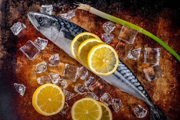 stock image Citrus Delight: Fresh Raw Mackerel Fish with Zesty Lemon in Exquisite 4K Close-Up