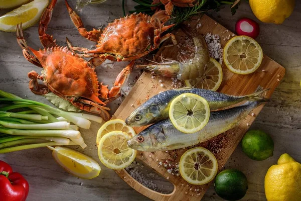 stock image Seafood Sensation: Fresh Fish and Shellfish Seasoned with Sea Salt and Spices in Exquisite 4K Close-Up