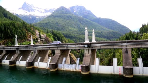 Widok Kinowy Majestic Hydro Electric Dam Północnej Kaskadzie — Wideo stockowe