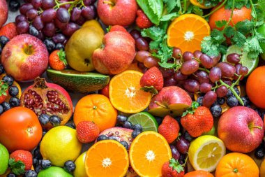 Vibrant Close-Up of Assorted Fresh Mixed Fruits in Exquisite 4K Resolution clipart