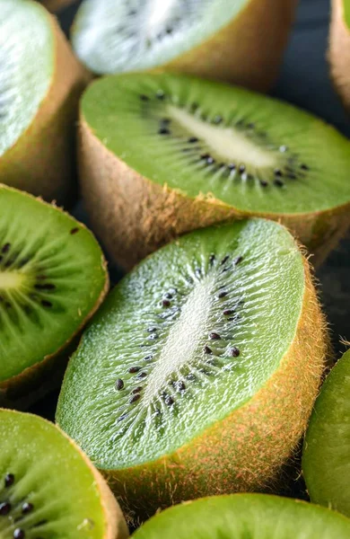 stock image Luscious Close-Up of Freshly Cut Kiwi Fruit in Brilliant 4K Resolution