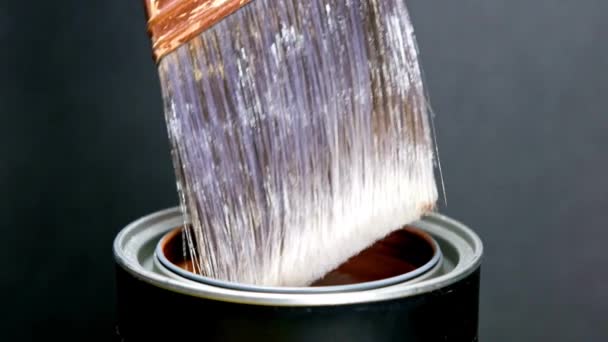 Masterful Brushstrokes Close Man Wall Painting Paint Brush Exquisitely Captured — Stok Video
