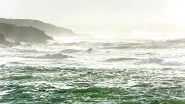 Putere Dezlănțuită Vedere Captivantă Unui Val Maiestuos Ocean Dur Prezentat — Videoclip de stoc