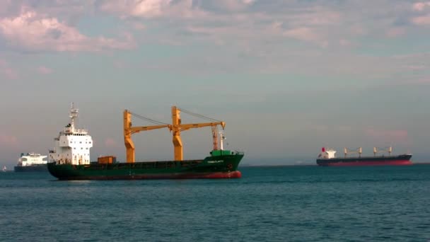 Harbor Hub Ocean Liners Cargo Ships Waiting Long Beach Harbor — Vídeo de Stock
