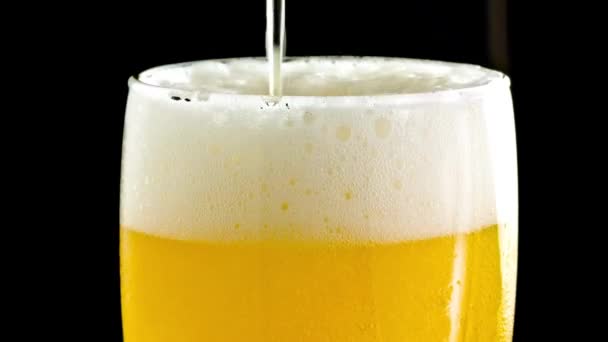 Refreshing Pour Close Pouring Serving Cold Beer Glass Showcased Crisp — Stock Video