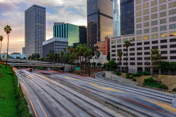 Dech Beroucí Los Angeles Večerní Hodinu Okouzlující Městská Krajina Pulzující — Stock fotografie
