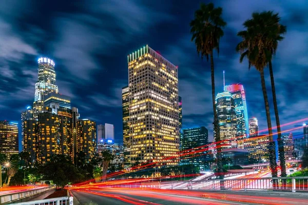 Los Angeles Mozzafiato All Ora Sera Paesaggio Urbano Accattivante Traffico — Foto Stock