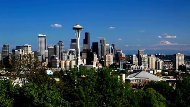 Fantastisk Panorering Skott Centrala Seattle Utsikt Från Kerry Park — Stockvideo