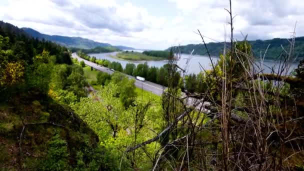 Atemberaubende Columbia Gorge Vista Point Footage Dolly Shot Atemberaubender Auflösung — Stockvideo