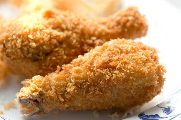 Verrukkelijke Close Geniet Van Heerlijke Details Van Crispy Fried Chicken — Stockfoto