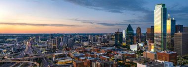 Dallas Splendor: Aerial 4K Image of Beautiful Blue Skyline and Buildings in Dallas  Texas clipart