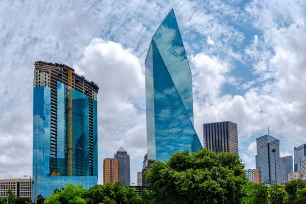 Dallas Splendor Imagem Aérea Céu Azul Bonito Edifícios Dallas Texas — Fotografia de Stock