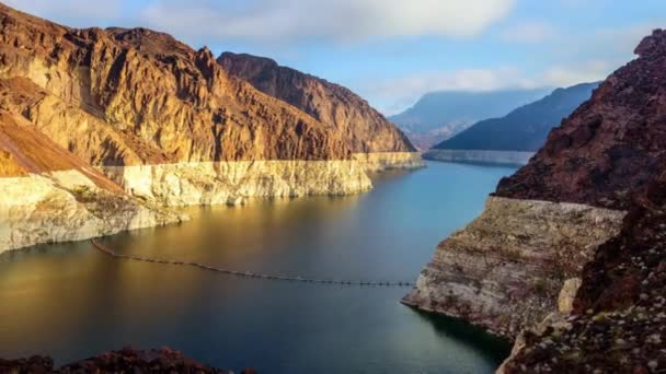 Revelando Impacto Natureza Vídeo Barragem Hoover Com Níveis Água Notavelmente — Vídeo de Stock